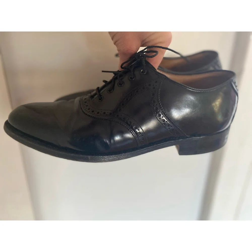 Johnston & Murphy Leather‎ Brogue Oxford Black USA Classic Gentlemen Office 10.5